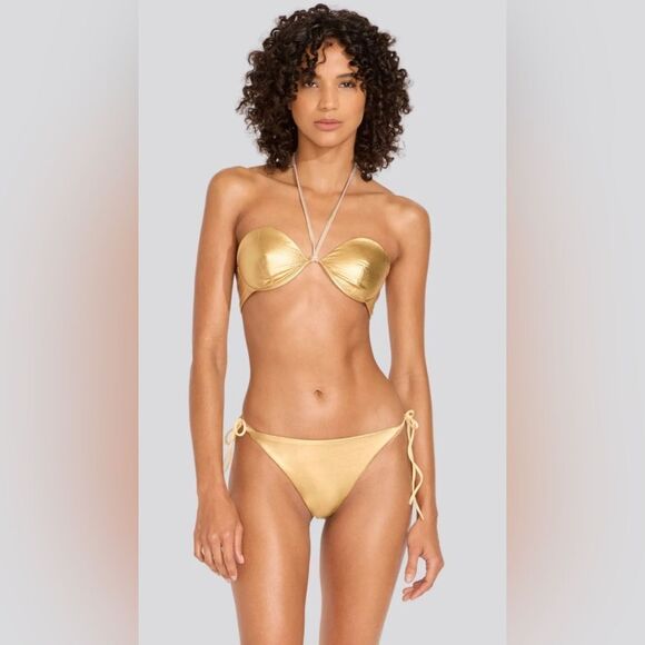 SOLID AND STRIPED gold string bikini bottom size XS - Picture 3 of 9